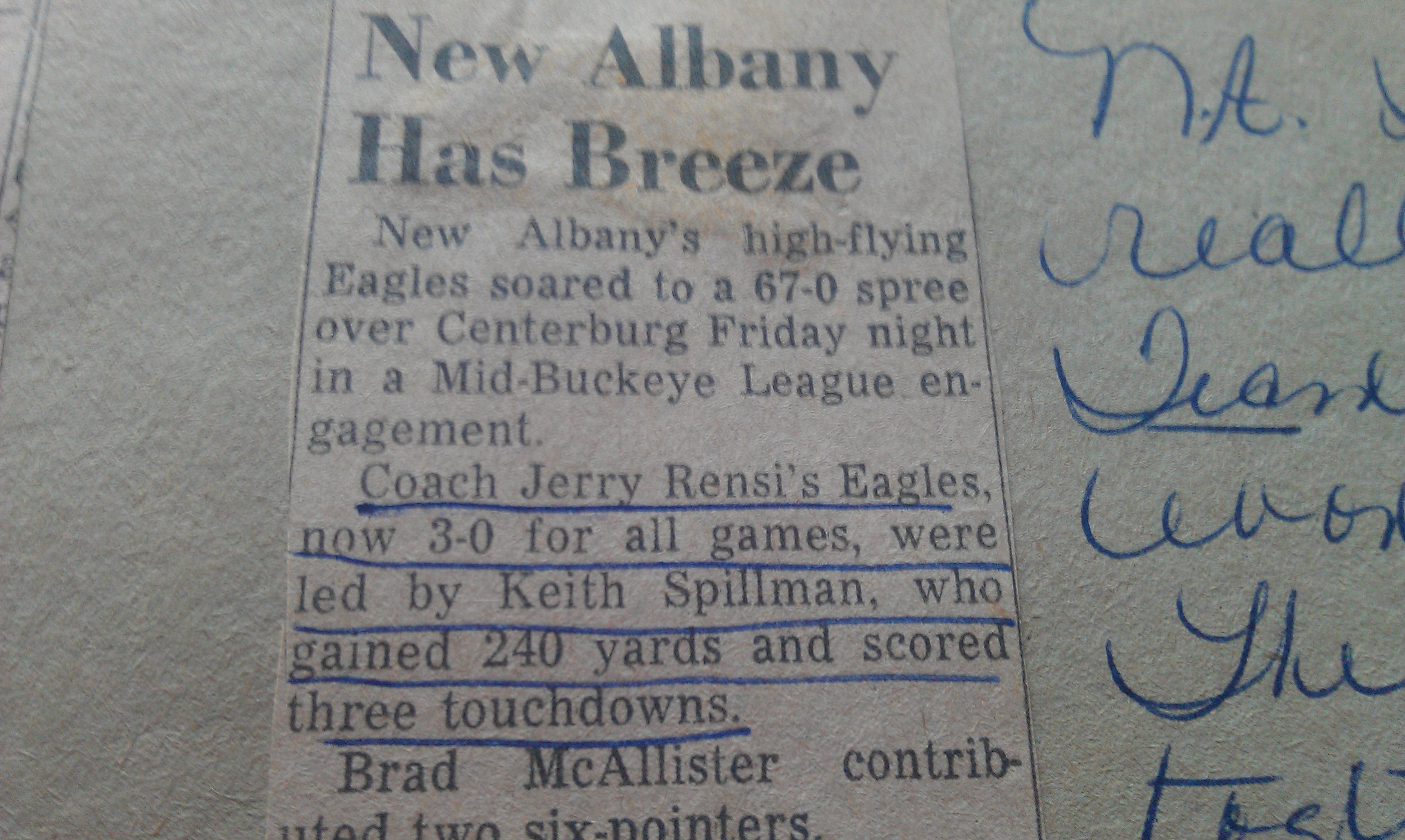 New Albany Has Breeze — Centerburg 67-0
