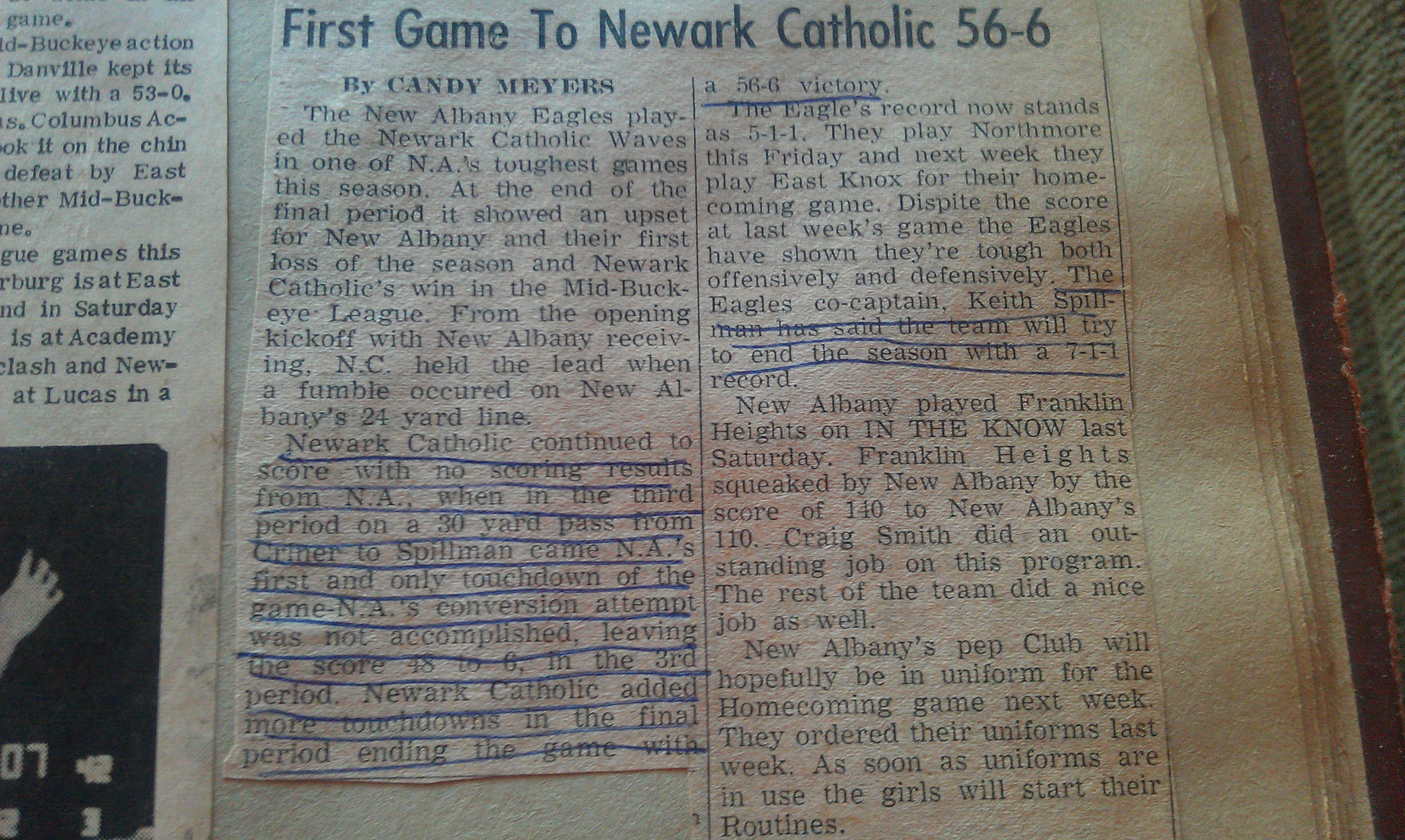 First Game to Newark Catholic 56-6