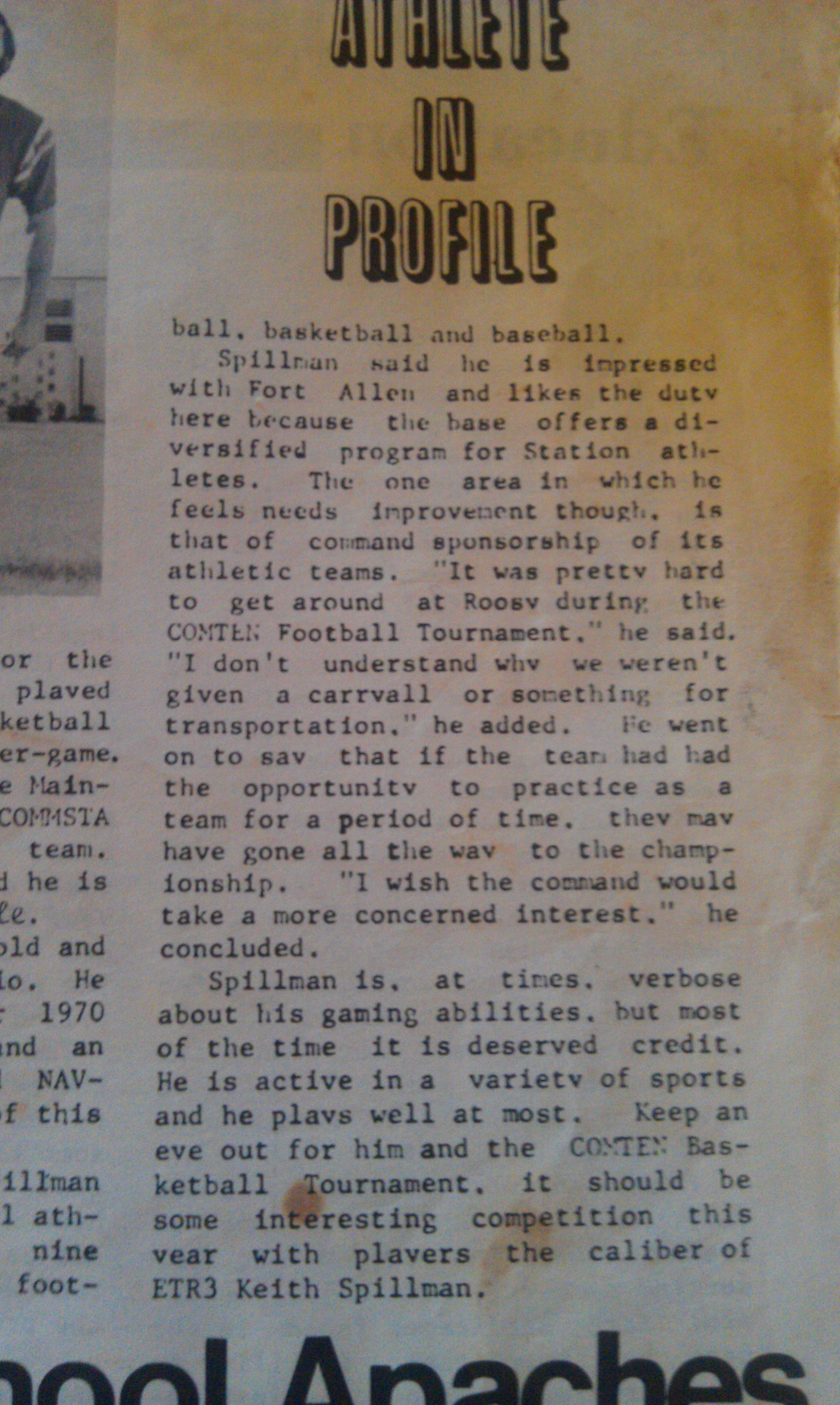 Athlete in Profile article